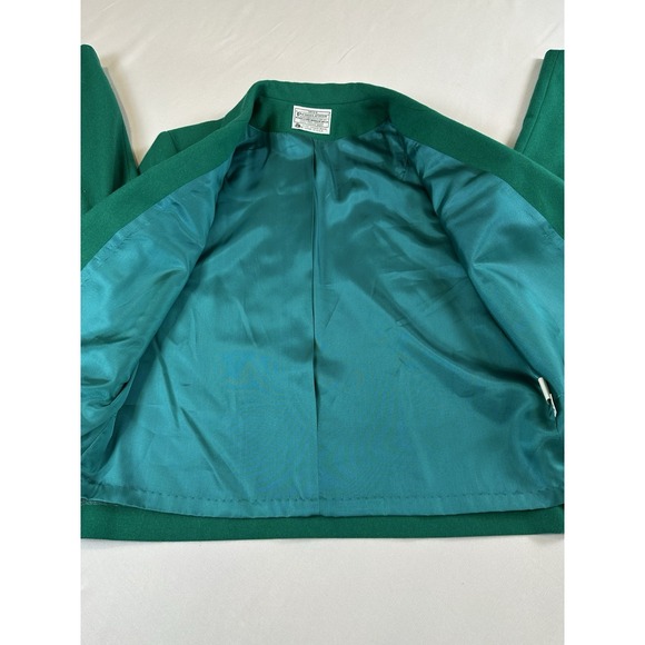 Vtg Pendleton Wool Green 2 Piece Blazer & Skirt Set Academia Sz M Office Work - Picture 9 of 15